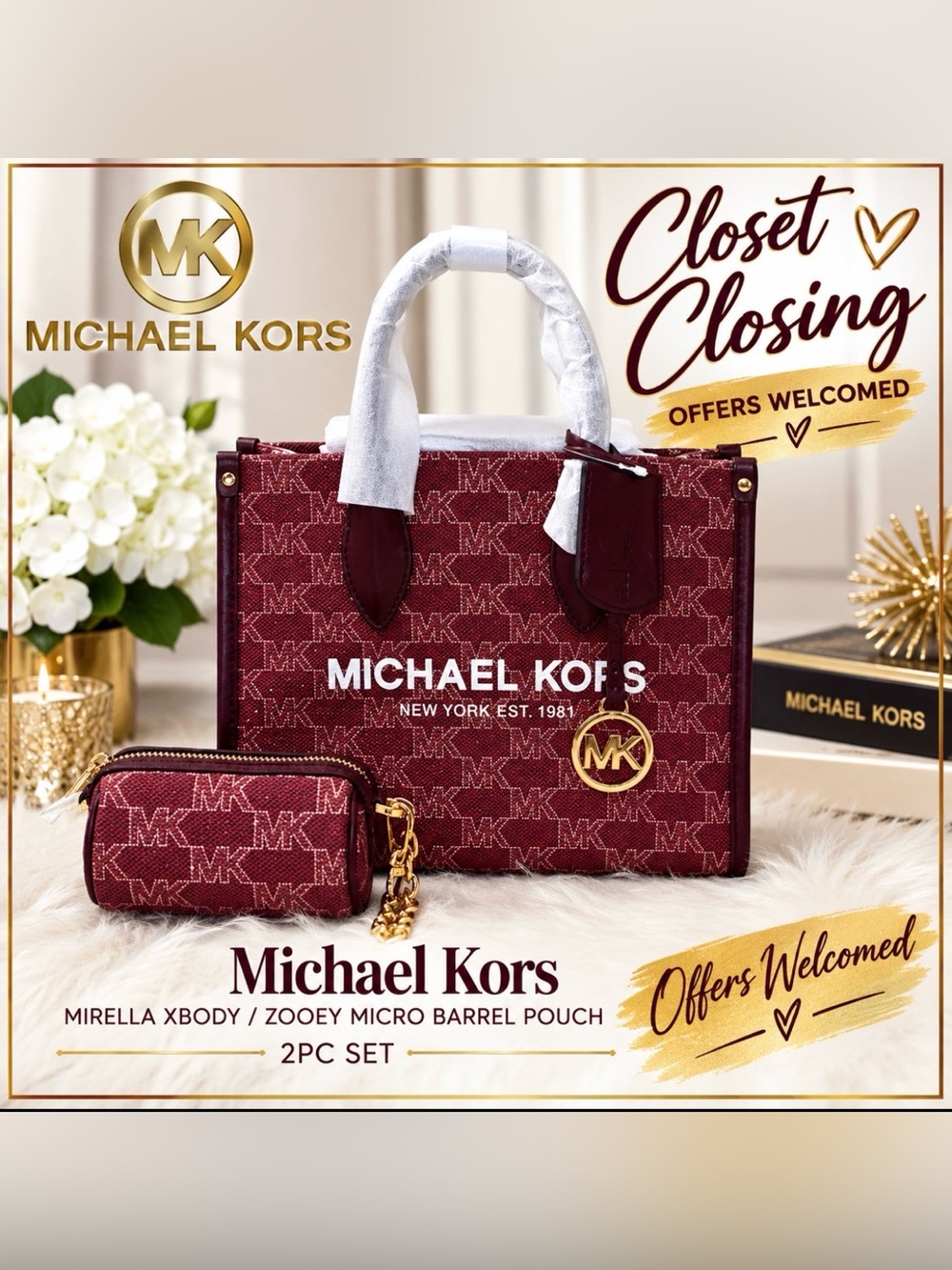 Michael Kors MIRELLA  Xbody/ZOOEY Micro Barrel Pouch 2pc Set